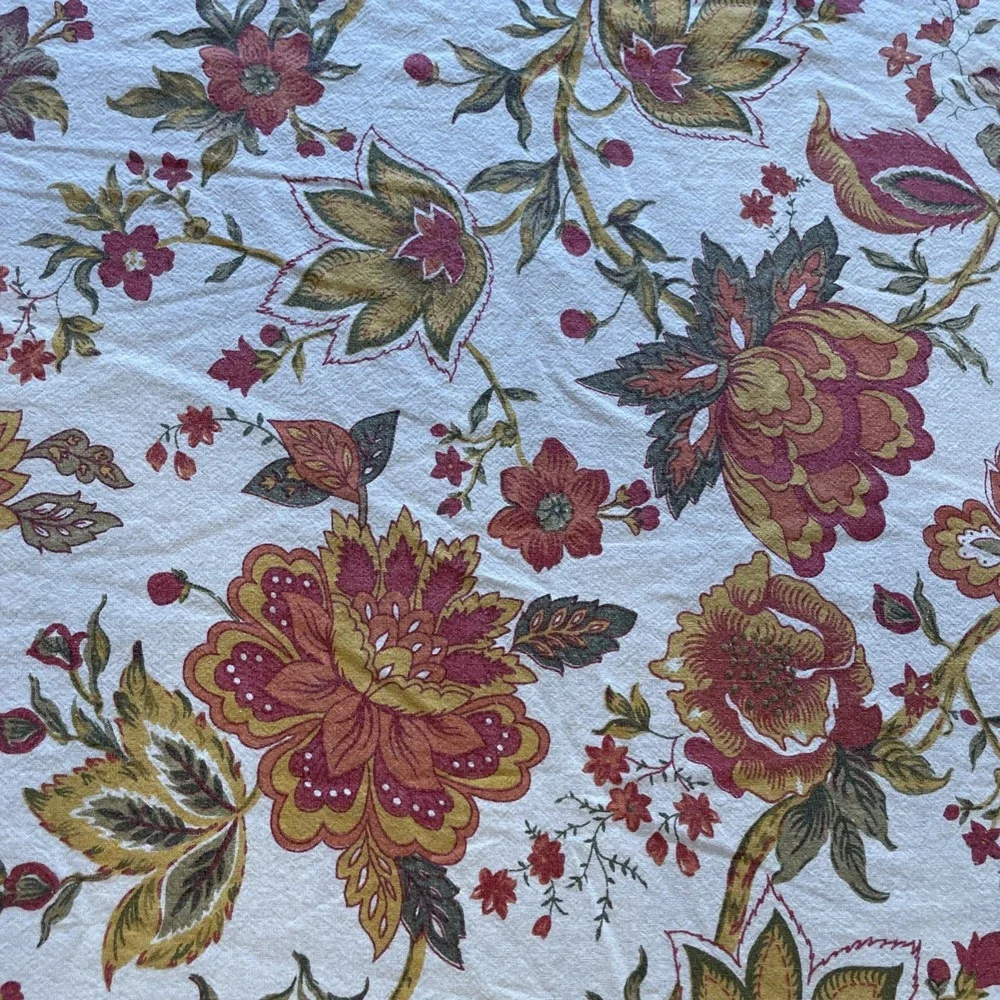 Boho Floral Rectangular Tablecloth Red Gold Green 57